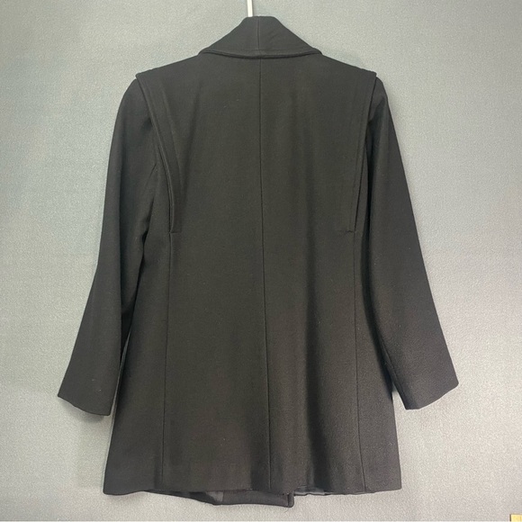 Women’s Vintage Black Wool Pea Coat Size 4 Warm Winter Preppy Quiet Luxury - Picture 7 of 10